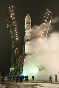 CoRoT quelques instants avant son lancement par la fusée Soyuz II-1b sur le&nbsp;(...)
