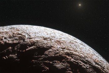 Vue d'artiste de la surface de la planète naine lointaine Makemake