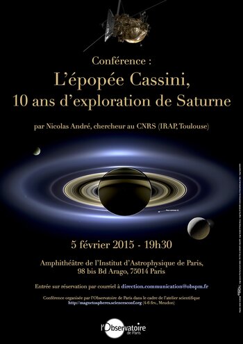 Affiche de la conférence "L'épopée Cassini, 10 ans d'exploration du&nbsp;(...)