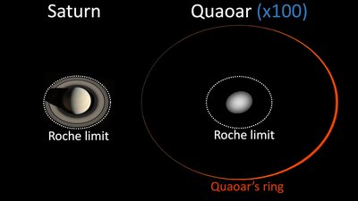 Comparaison des anneaux de Saturne et de Quaoar