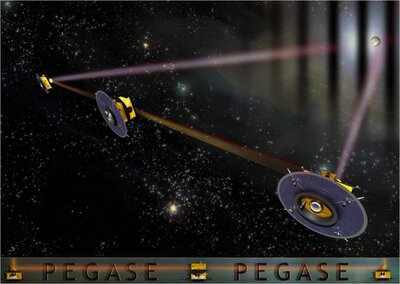 Vue d'artiste de l'interféromètre spatial PEGASE.