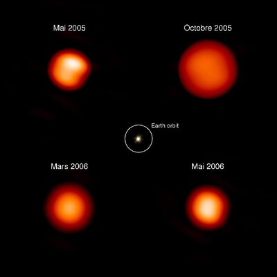 Figure 1 : L'étoile Mira Chi-Cygni, à diverses époques.