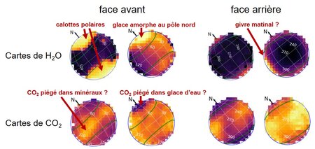 Exemples de cartes des propriétés de la glace d'eau (H<sub>2</sub>O)
