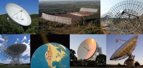 Sept radiotélescopes ont été utilisés pour les observations de PSR&nbsp;(...)
