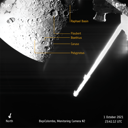 Selfie de la mission BepiColombo avec sa cible Mercure, survolée lors du (...)