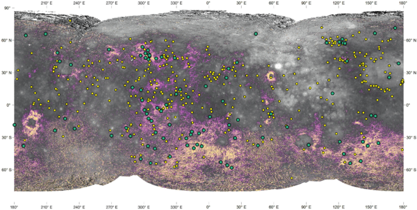 Distribution spatiale des hollows à la surface de Mercure