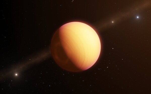 Vue d'artiste montrant l'exoplanète observée, appelée HR8799e