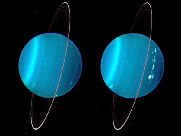 Image composite infrarouge des deux hémisphères d'Uranus obtenue avec&nbsp;(...)